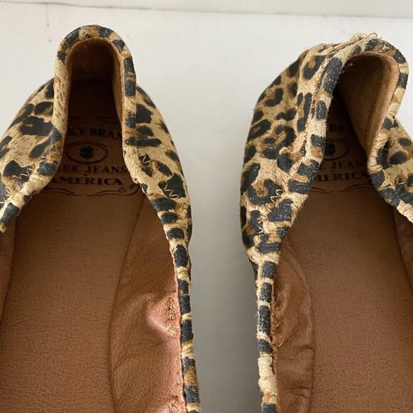 Lucky Brand Women's Emmie Tan Black Leopard Print Leather Ballet Flats Size 6.5 - Picture 9 of 11
